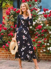 Sosandar multi floral Print Jersey Midi Dress - Image 3 of 5