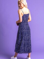 Dusk Blue Confetti Spot Print Midi Dress - Image 2 of 4
