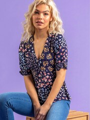 Dusk Blue Ditsy Floral Tea Top - Image 1 of 4
