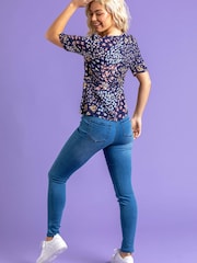 Dusk Blue Ditsy Floral Tea Top - Image 2 of 4