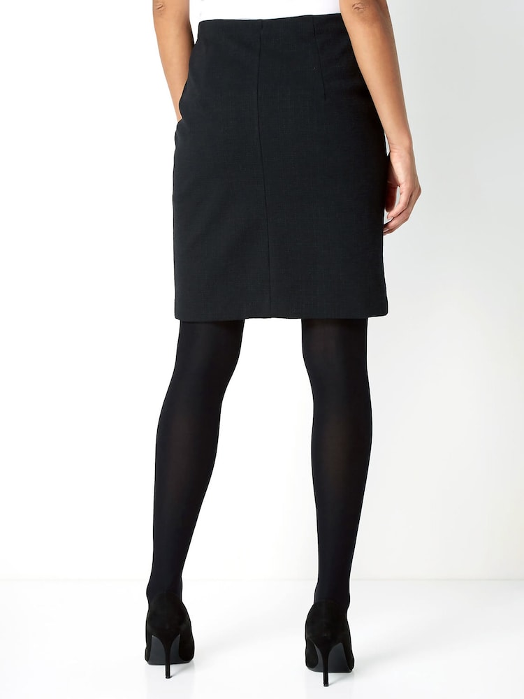 Roman Black Short Textured Jersey Skirt - Image 2 of 3