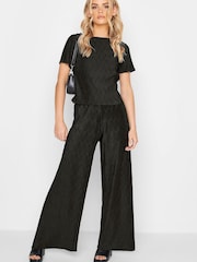 PixieGirl Petite Black Plisse Wide Leg Trouser - Image 4 of 4