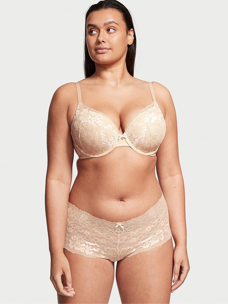 Victoria's Secret Champagne Nude Lace Short Knickers - Image 1 of 3