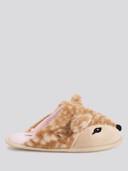 Boux Avenue Brown Deer Plush Mule Slippers - Image 4 of 6
