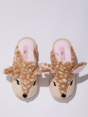 Boux Avenue Brown Deer Plush Mule Slippers - Image 6 of 6