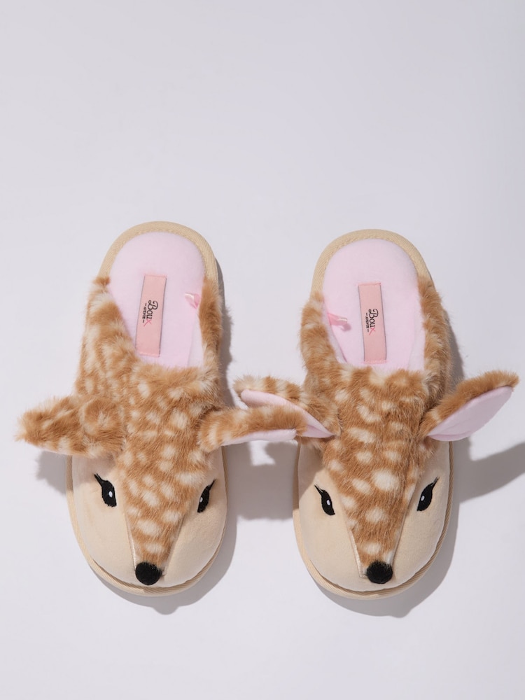 Boux Avenue Brown Deer Plush Mule Slippers - Image 6 of 6 Boux Avenue Brown Deer Plush Mule Slippers - Image 6 of 6