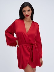 Rouge - Boux Avenue Kaya Peignoir Court En Satin - Image 1 de 5