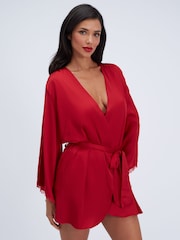 Rouge - Boux Avenue Kaya Peignoir Court En Satin - Image 3 de 5