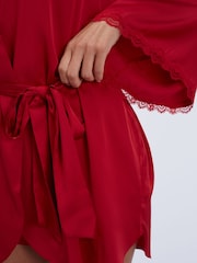 Rouge - Boux Avenue Kaya Peignoir Court En Satin - Image 4 de 5
