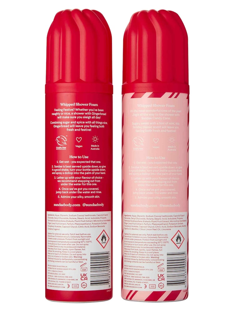 Sundae Ho Ho Ho Gingerbread Candy Cane Duo Shower Foam Gift Set - Image 4 of 4 Sundae Ho Ho Ho Gingerbread Candy Cane Duo Shower Foam Gift Set - Image 4 of 4