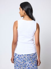 SCAMP & DUDE White Jersey Stitch Detail Vest Top - Image 3 of 5