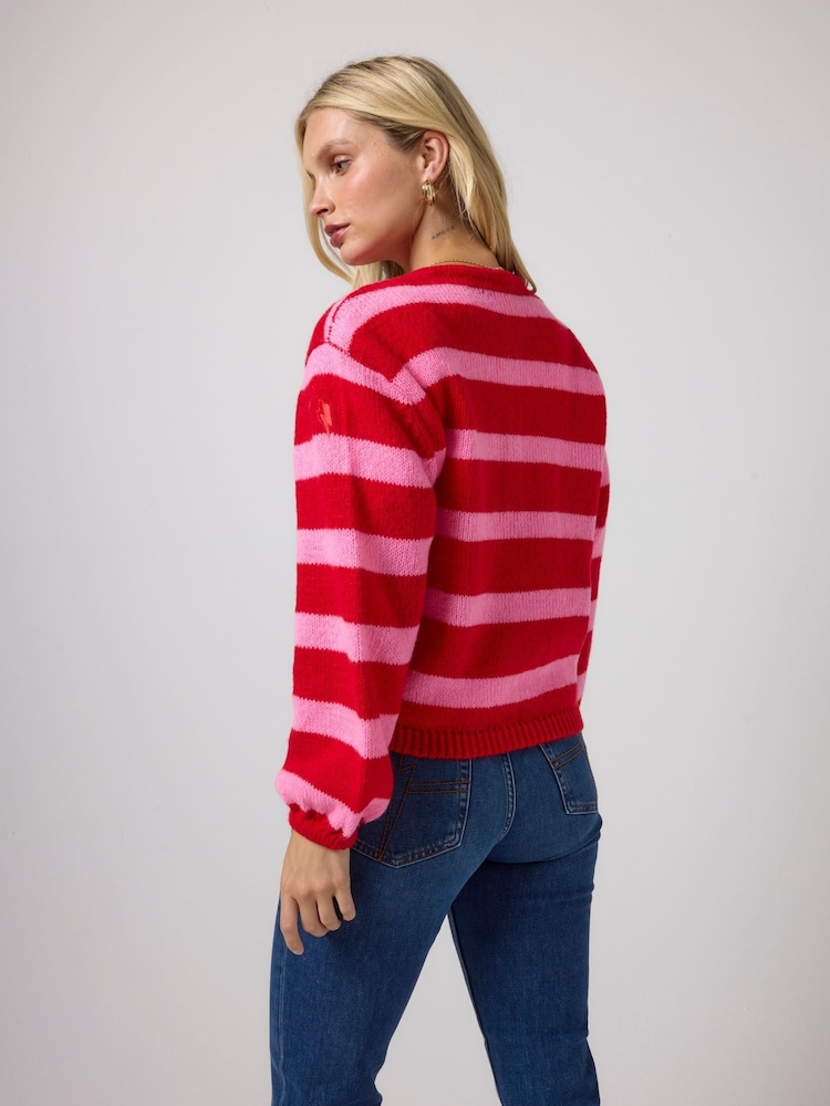 Pula - SCAMP & DUDE Stripe Long Sleeve Cardigan - Larawan 2 ng 4