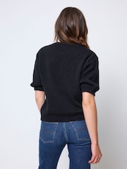 Itim - SCAMP & DUDE Stripe Short Sleeve Cardigan - Larawan 2 ng 6