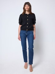 Itim - SCAMP & DUDE Stripe Short Sleeve Cardigan - Larawan 3 ng 6