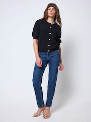 Itim - SCAMP & DUDE Stripe Short Sleeve Cardigan - Larawan 4 ng 6