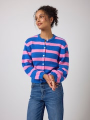 Asul - SCAMP & DUDE Stripe Long Sleeve Cardigan - Larawan 1 ng 5