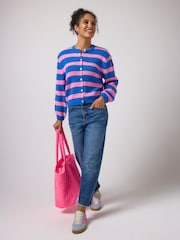 Asul - SCAMP & DUDE Stripe Long Sleeve Cardigan - Larawan 3 ng 5