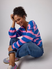 Asul - SCAMP & DUDE Stripe Long Sleeve Cardigan - Larawan 4 ng 5