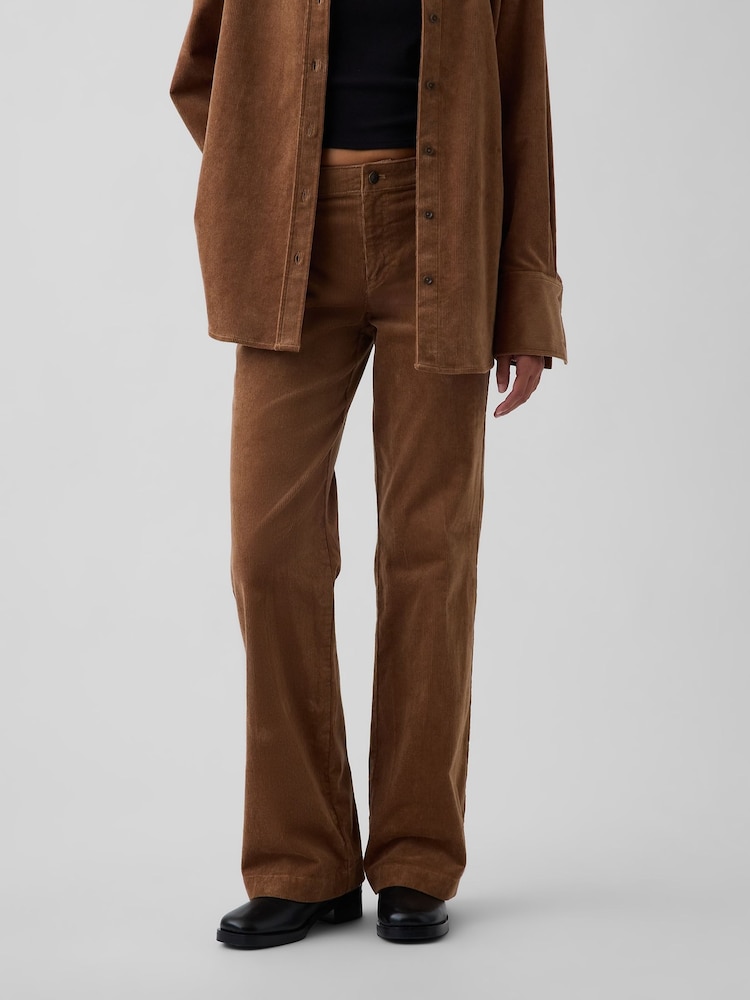 Įdegis rudas - Gap Mid Rise Corduroy Relaxed Flare Trousers - 1 paveikslėlis iš 6
