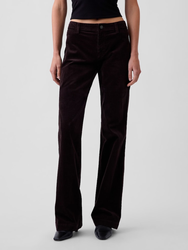Tamsiai ruda - Gap Mid Rise Corduroy Relaxed Flare Trousers - 1 paveikslėlis iš 5