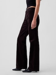 Tamsiai ruda - Gap Mid Rise Corduroy Relaxed Flare Trousers - 3 paveikslėlis iš 5