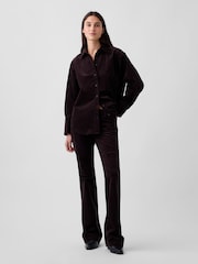 Tamsiai ruda - Gap Mid Rise Corduroy Relaxed Flare Trousers - 4 paveikslėlis iš 5