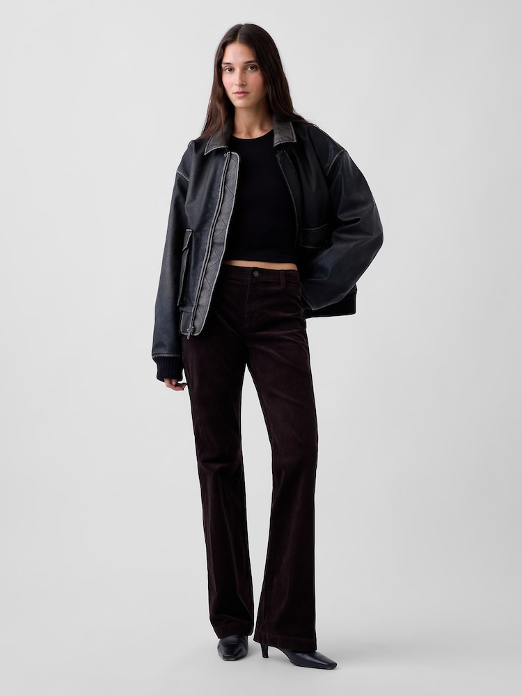 Tamsiai ruda - Gap Mid Rise Corduroy Relaxed Flare Trousers - 5 paveikslėlis iš 5