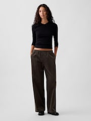 Alyvuogių žalia - Gap Corduroy Easy Wide-Leg Trousers - 1 paveikslėlis iš 3