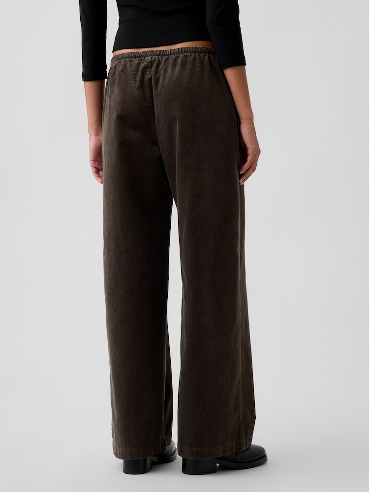 Alyvuogių žalia - Gap Corduroy Easy Wide-Leg Trousers - 2 paveikslėlis iš 3