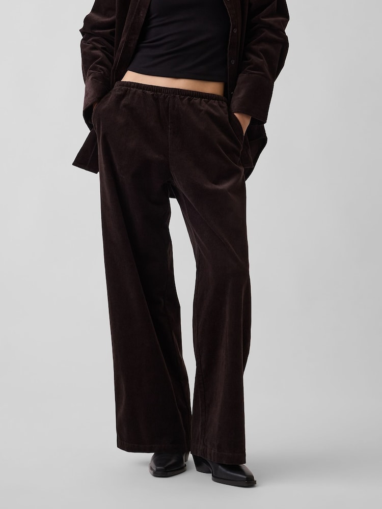 Tamsiai ruda - Gap Corduroy Easy Wide-Leg Trousers - 1 paveikslėlis iš 6