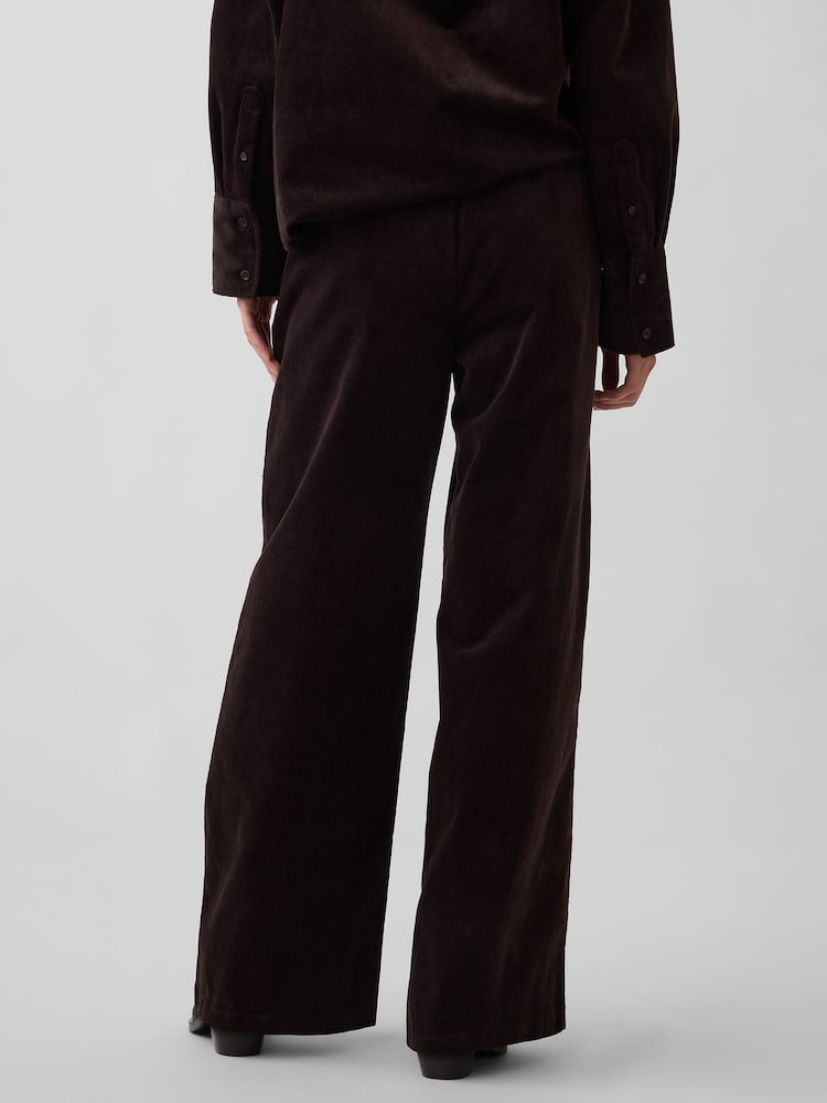 Tamsiai ruda - Gap Corduroy Easy Wide-Leg Trousers - 2 paveikslėlis iš 6
