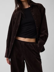 Tamsiai ruda - Gap Corduroy Easy Wide-Leg Trousers - 3 paveikslėlis iš 6