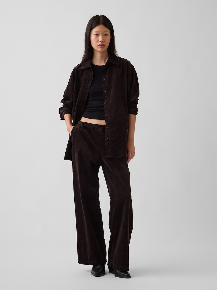 Tamsiai ruda - Gap Corduroy Easy Wide-Leg Trousers - 6 paveikslėlis iš 6