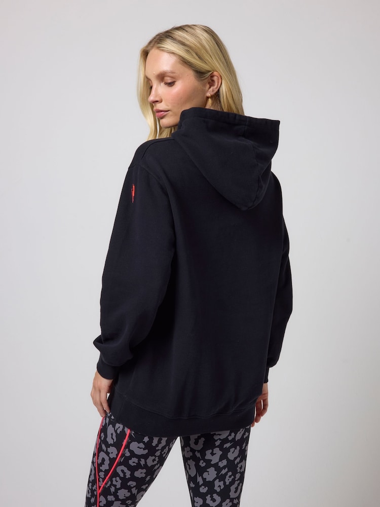 SCAMP & DUDE Black Longline Hoodie With Multi Bolt Logo - Image 2 of 4 SCAMP & DUDE Black Longline Hoodie With Multi Bolt Logo - Image 2 of 4