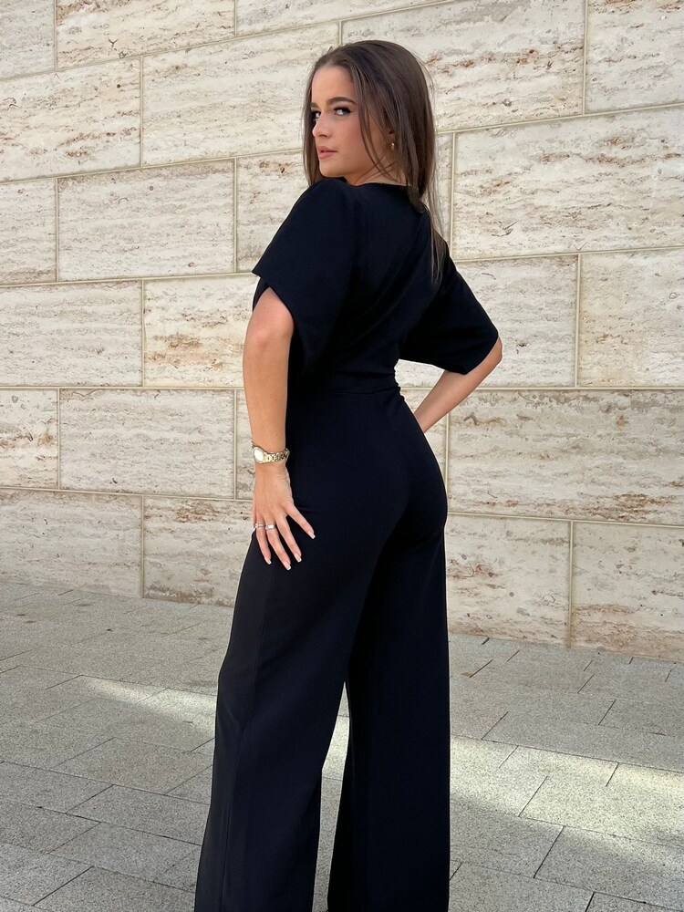 Girl In Mind Black Marley Buckle Detail Wrap Jumpsuit - Image 4 of 5