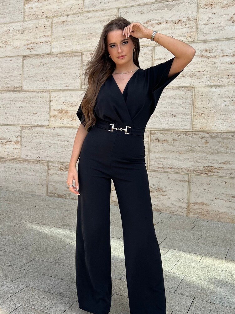 Girl In Mind Black Marley Buckle Detail Wrap Jumpsuit - Image 5 of 5