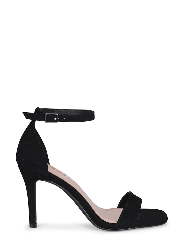 Linzi Black Faux Suede Kimmy Open Back Barely There Stiletto Sandal - Image 2 of 4 Linzi Black Faux Suede Kimmy Open Back Barely There Stiletto Sandal - Image 2 of 4