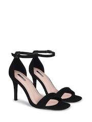 Linzi Black Faux Suede Kimmy Open Back Barely There Stiletto Sandal - Image 3 of 4