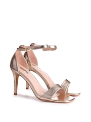 Linzi Gold Faux Leather Kimmy Open Back Barely There Stiletto Sandal - Image 3 of 4
