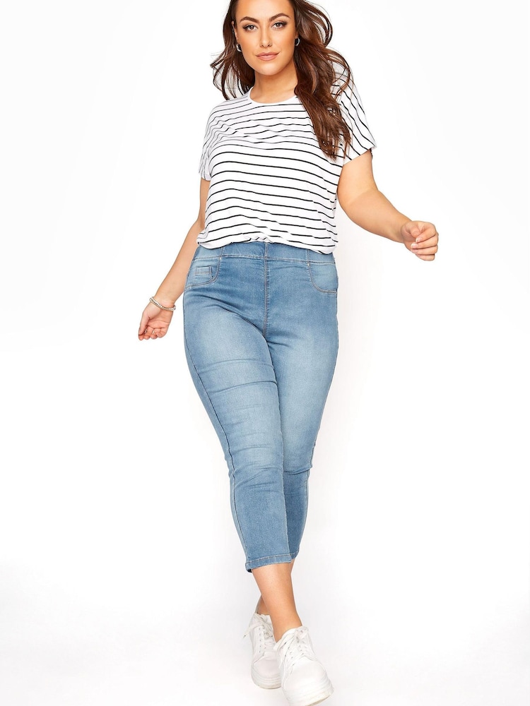 Yours Curve Blue Crop Jenny Jeggings - Image 1 of 3