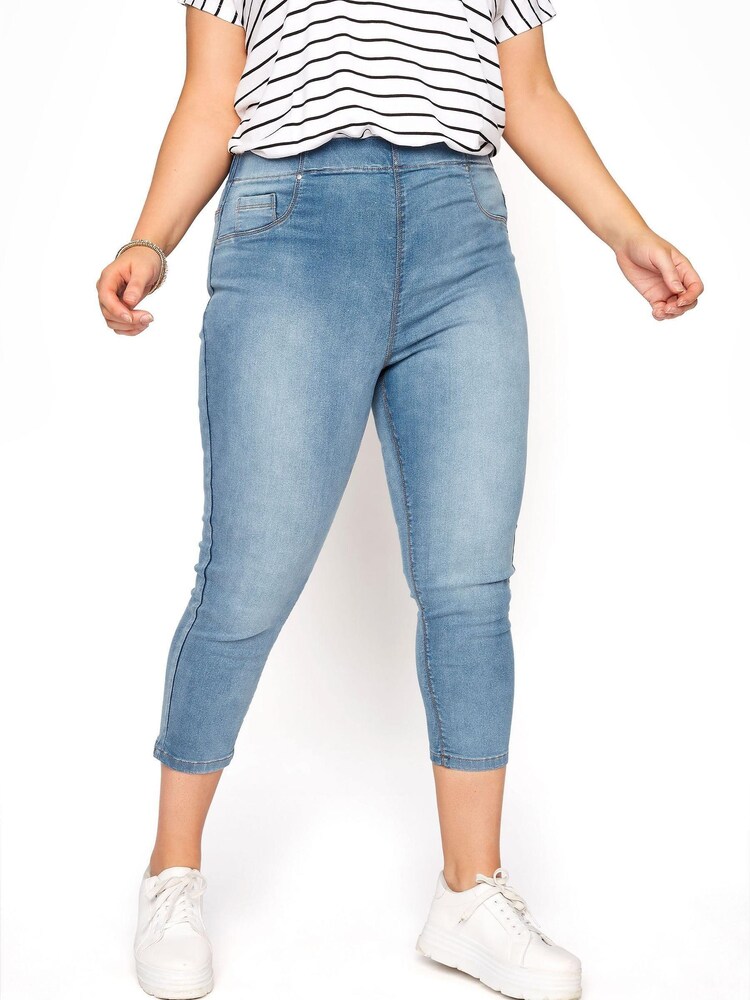 Yours Curve Blue Crop Jenny Jeggings - Image 2 of 3