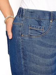 Yours Curve Mid Blue Crop Jenny Jeggings - Image 3 of 3