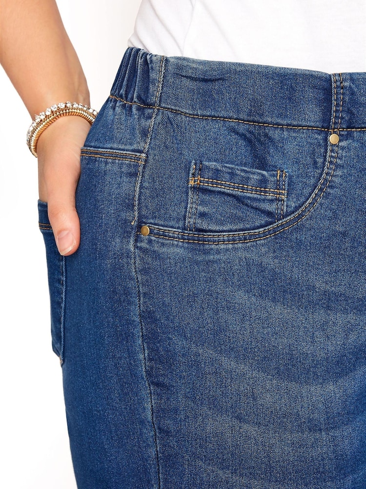 Yours Curve Mid Blue Crop Jenny Jeggings - Image 3 of 3