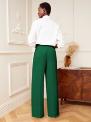 Love & Roses Forest Green Military Button Wide Leg Trousers - Image 2 of 4