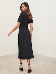 Lipsy Black Petite Jersey Puff Short Sleeve Underbust Midi Dress - Image 2 of 4