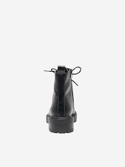 ONLY Black Faux Leather Lace Up Ankle Boot - Image 2 of 5