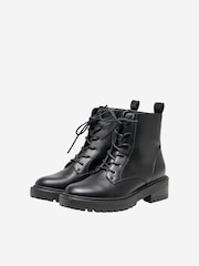 ONLY Black Faux Leather Lace Up Ankle Boot - Image 3 of 5