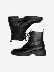ONLY Black Faux Leather Lace Up Ankle Boot - Image 4 of 5