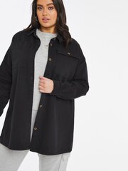 Simply Be Black Black Oversized Denim Shacket - Image 1 of 3