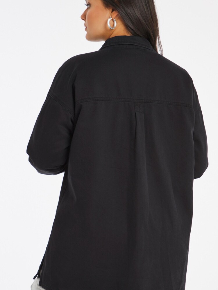 Simply Be Black Black Oversized Denim Shacket - Image 2 of 3